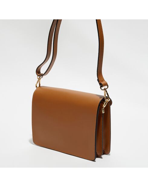 Sac bandoulière en Cuir Chanon camel - 22.5x15x6.5 cm
