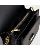 Bandolera Chanon de piel negra - 22,5x15x6,5 cm