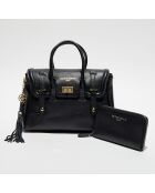 Ondine Lederhandtasche mit schwarzem Kaya-Beutel - 35x22x14 cm