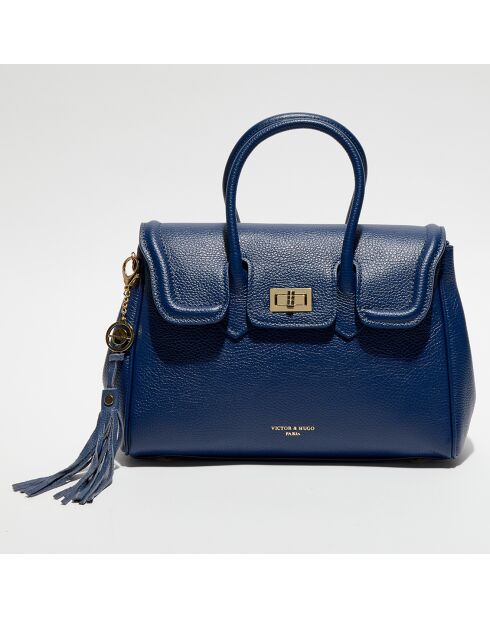 Sac à main en Cuir Bagatelle bleu marine - 31x23x9 cm