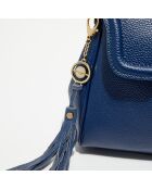 Marineblaue Bagatelle Lederhandtasche - 31x23x9 cm