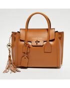 Jane leren handtas met etui Alina camel - 25x19x7 cm