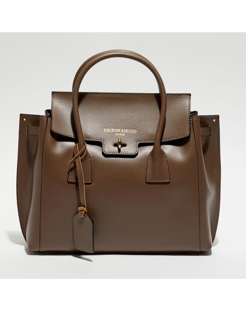 Bolso Jane de piel taupe - 36x35x24 cm