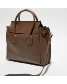 Jane taupe leren handtas - 36x35x24 cm