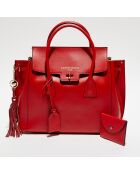 Jane leren handtas met rode Alina etui - 36x35x24 cm