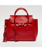 Jane leren handtas met rode Alina etui - 36x35x24 cm