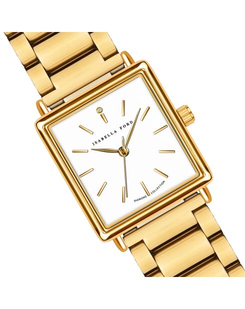 Montre Charlotte en Acier & Diamant dorée