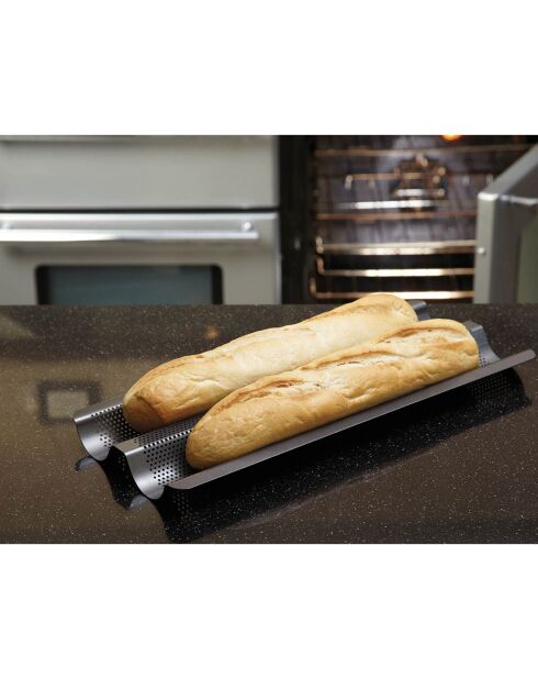 Plaque à baguettes antiadhésive grise - 39.1x16.2x2 cm