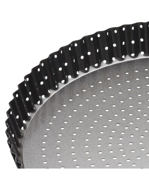 Moule à quiche perforé gris - 28x28x3.5 cm