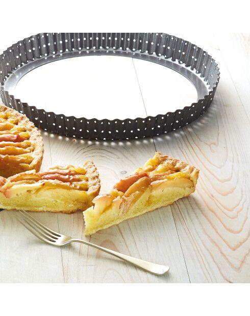 Moule à quiche perforé gris - 28x28x3.5 cm