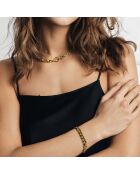 Parure Collier, Bracelet & Boucles d'Oreilles en Acier dorée