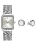 Montre Morgane en Acier & Diamant + Boucles d'oreilles argentées