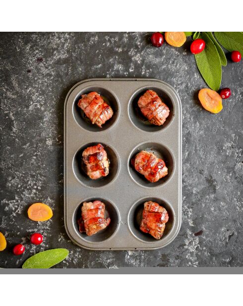 Moule à 6 Muffins gris - 27x18x2.6 cm