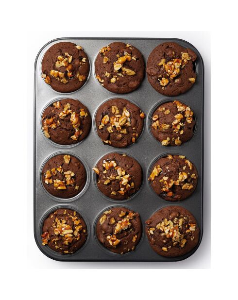 Moule à 12 muffins gris - 35x27x3 cm
