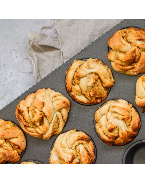 Moule à 12 muffins gris - 35x27x3 cm