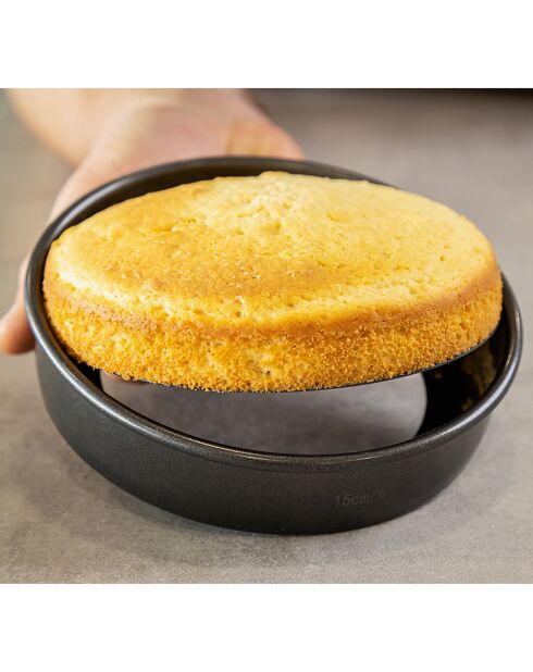 Moule rond antiadhésif à fond amovible gris - D.15 cm