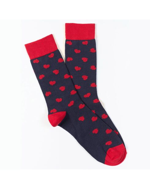 Chaussettes dépareillées bleu marine/rouge