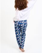 Pyjama haut manches longues & Pantalon blanc/bleu