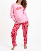 Pyjama haut manches longues & Pantalon roses