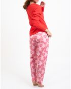 Pyjama haut manches longues & Pantalon rouge/rose