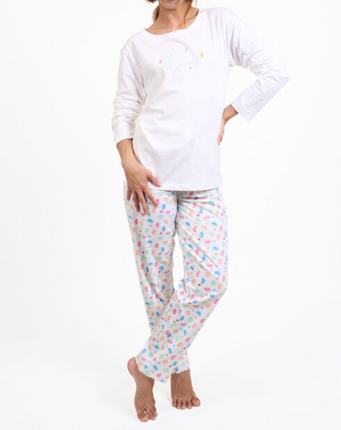 Pyjama haut manches longues & Pantalon blancs