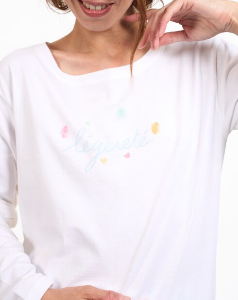 Pyjama haut manches longues & Pantalon blancs