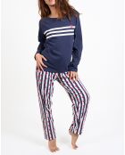 Pyjama haut manches longues & Pantalon bleu marine