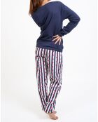 Pyjama haut manches longues & Pantalon bleu marine