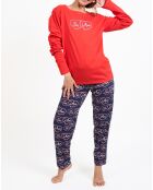 Pyjama haut manches longues & Pantalon rouge/bleu