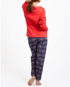 Pyjama haut manches longues & Pantalon rouge/bleu