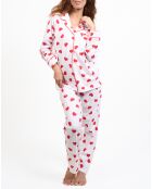 Pyjama haut manches longues & Pantalon blanc/rouge