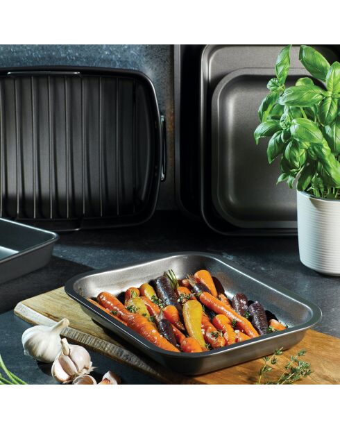 Plat de cuisson gris - 27x21x4 cm