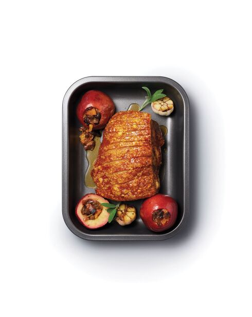Plat à rôtir antiadhésif gris - 33x25.5x5 cm