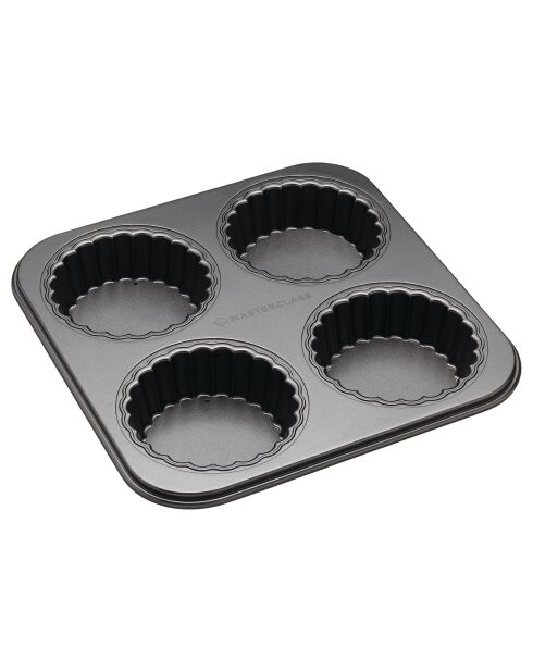 Moule à 4 Mini Tartes Antiadhésif noir - 26x26x3 cm