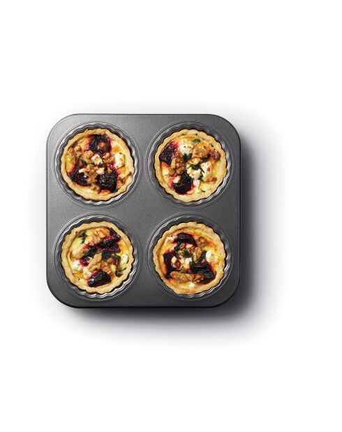 Moule à 4 Mini Tartes Antiadhésif noir - 26x26x3 cm