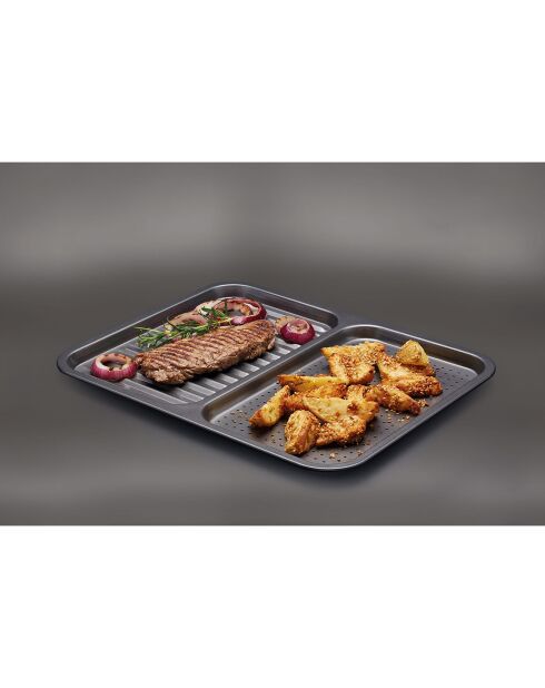 Plateau de Cuisson 2-en-1 gris - 39x31x1.5 cm