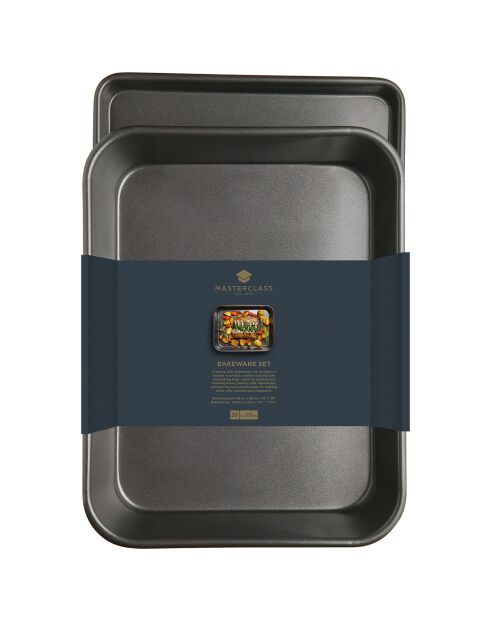 Set moule à rôtir et grande plaque à pâtisserie gris - 40x27.5x7.9 cm