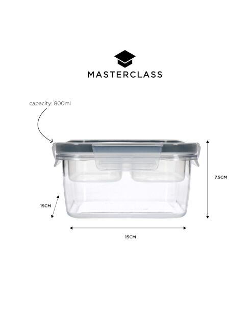 Boîte de conservation des aliments transparente - 15x15x8 cm