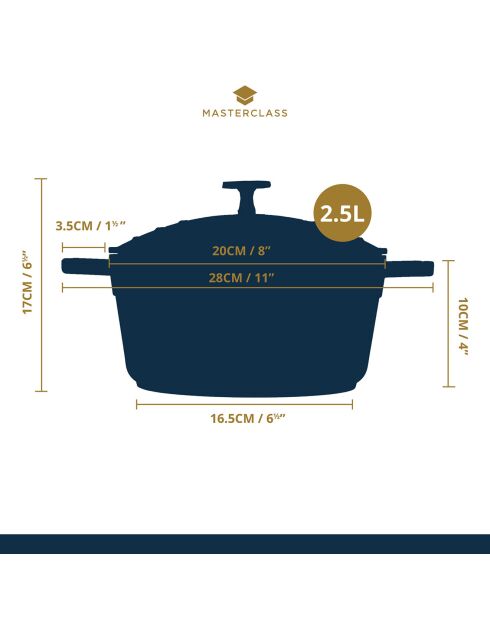 Cocotte avec Couvercle noire  - 2,5 L