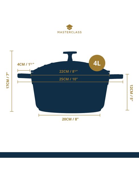 Cocotte  en Aluminium Coulé Ultra Léger bleue - 4L