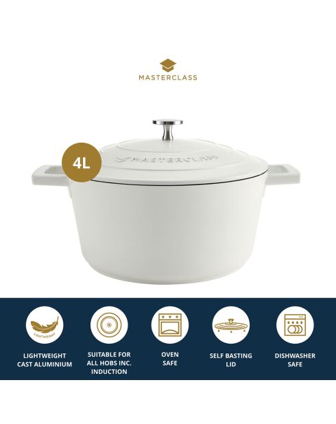 Cocotte moyenne avec couvercle crème - 4 L