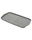 Plancha, Plaque 2-en-1 Lisse et Striée grise - 51x27.8x2 cm