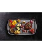 Plancha, Plaque 2-en-1 Lisse et Striée grise - 51x27.8x2 cm