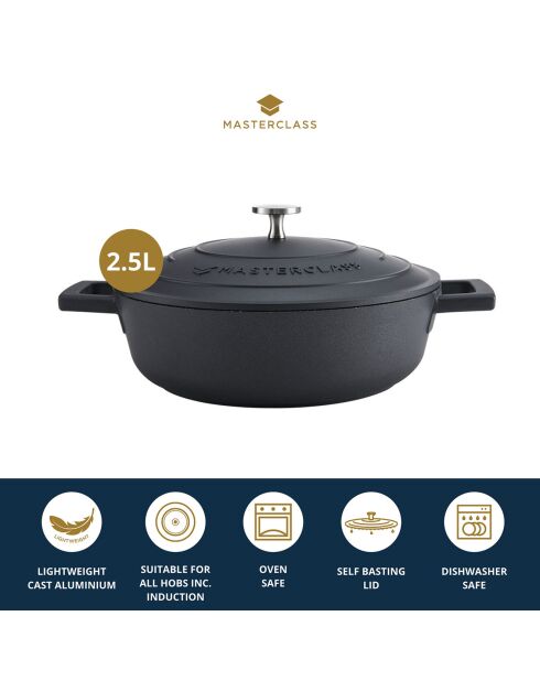 Cocotte avec Couvercle noire - 2,5 L