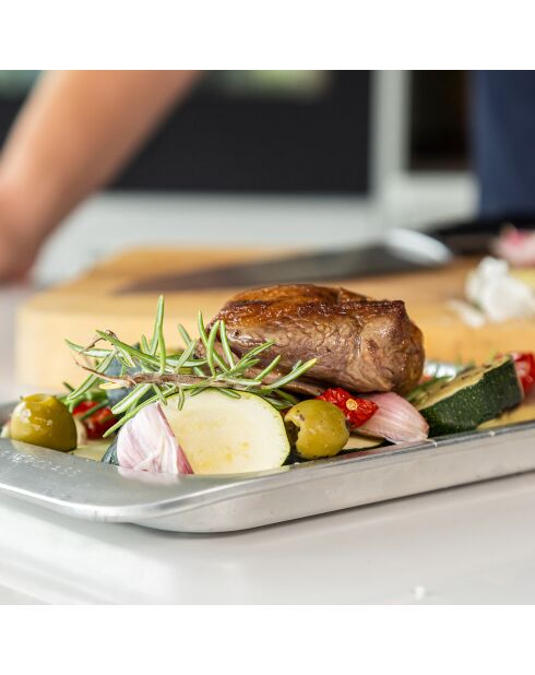 Petite plaque à pâtisserie Recycled Aluminium argentée - 24.1x15.1x2 cm