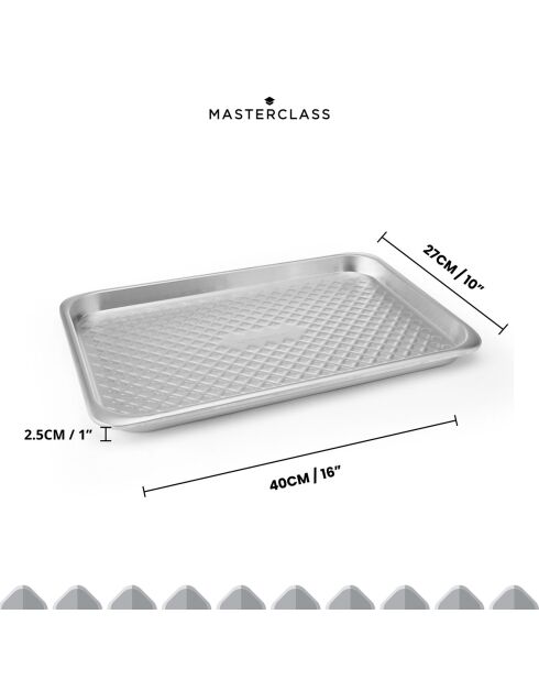 Grand plateau de cuisson Recycled Aluminium argenté - 42x27.1x2.3 cm
