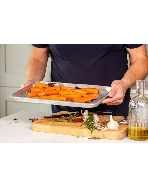 Grand plateau de cuisson Recycled Aluminium argenté - 42x27.1x2.3 cm