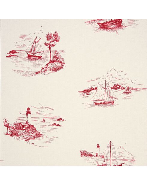 Papier peint Marina Toile de Jouy Rouge - 53 x 1005 cm