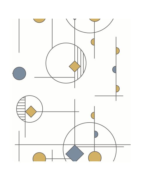 Papier peint Mobile Bleu/Jaune - 53 x 1005 cm