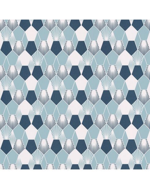 Papier peint Jungle Hamac Bleu Nuit/Bleu Clair - 53 x 1005 cm
